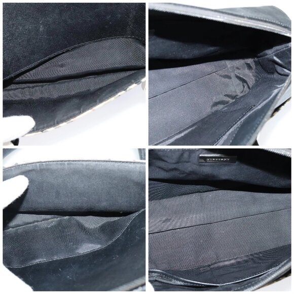 BURBERRY Nova Check Hand Bag Canvas Beige Black Auth - Picture 14 of 16